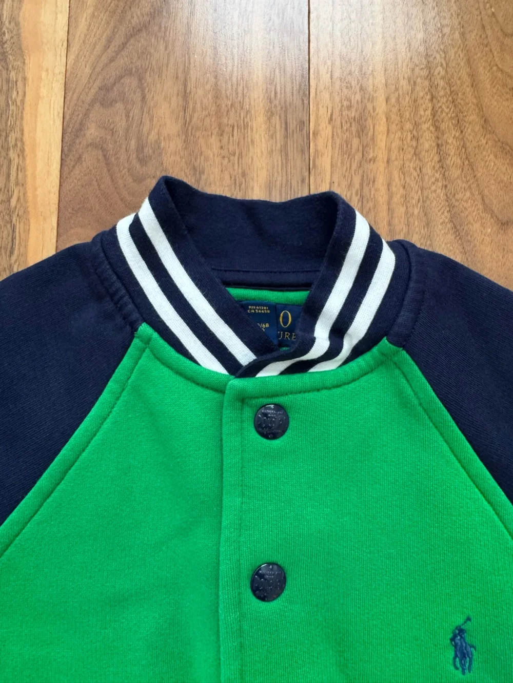 Polo Ralph Lauren Boys Color Blocked Fleece Baseball Jacket Green / Navy 8